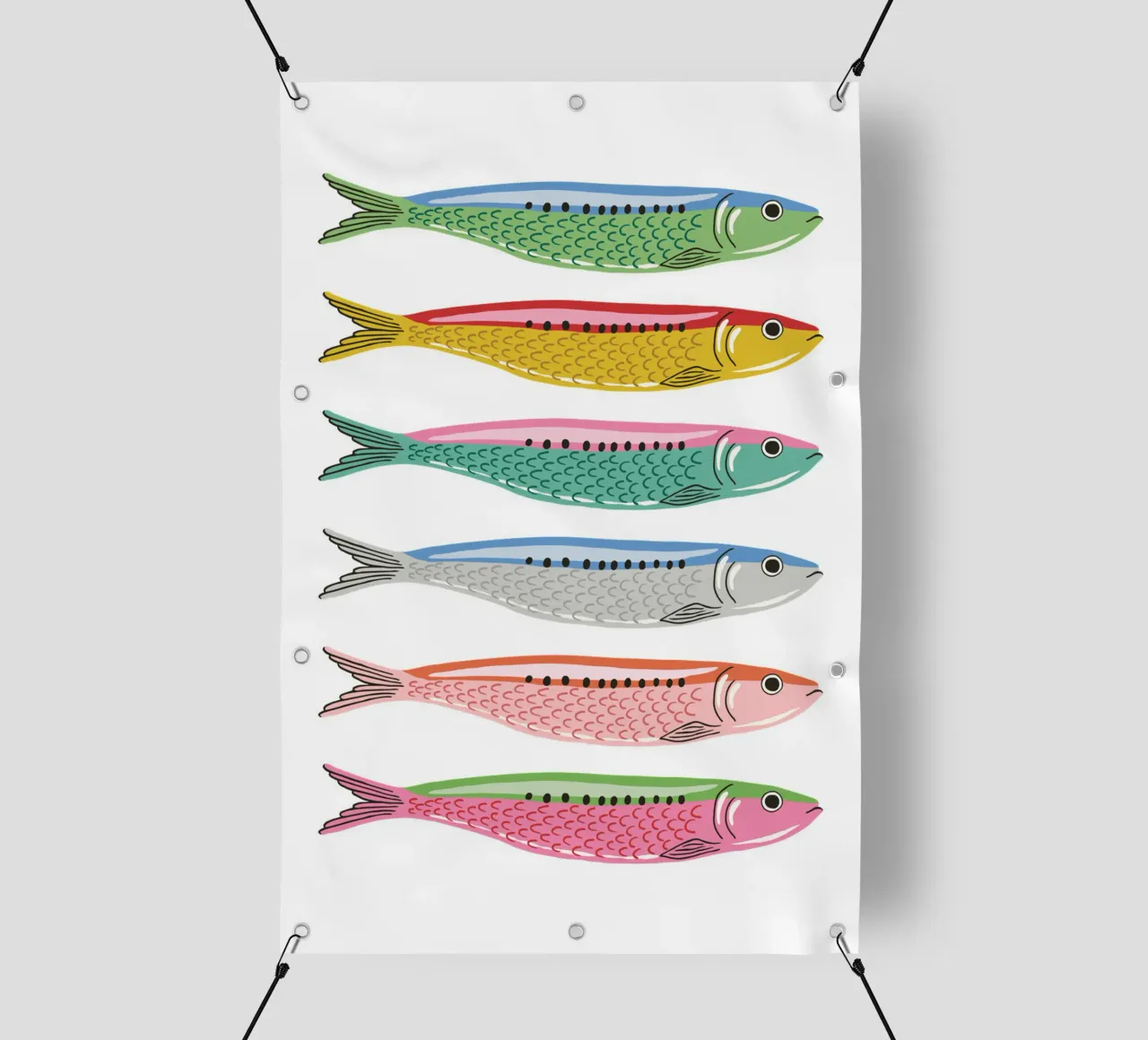 Rainbow coloured sardines telo in pvc da Vivdesign