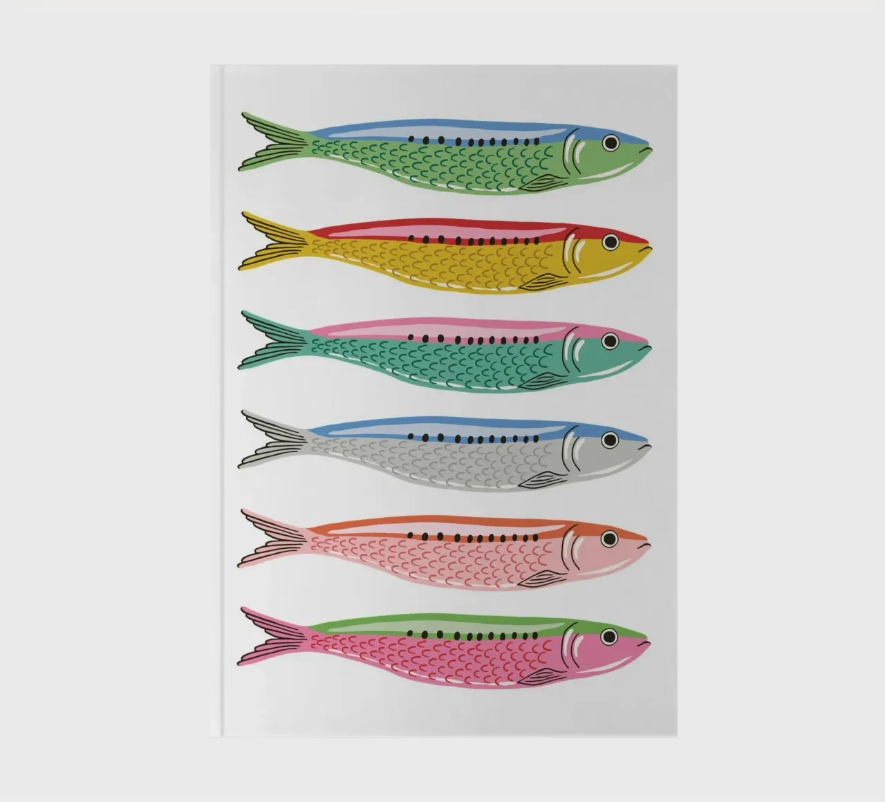 Rainbow coloured sardines notebook by Vivdesign