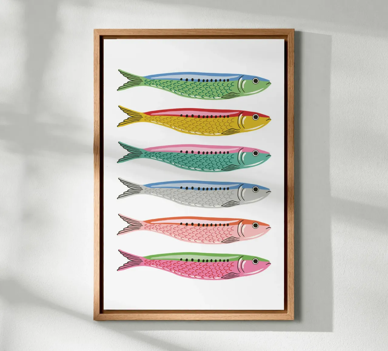 Rainbow coloured sardines tela con Cornice a cassetta da Vivdesign