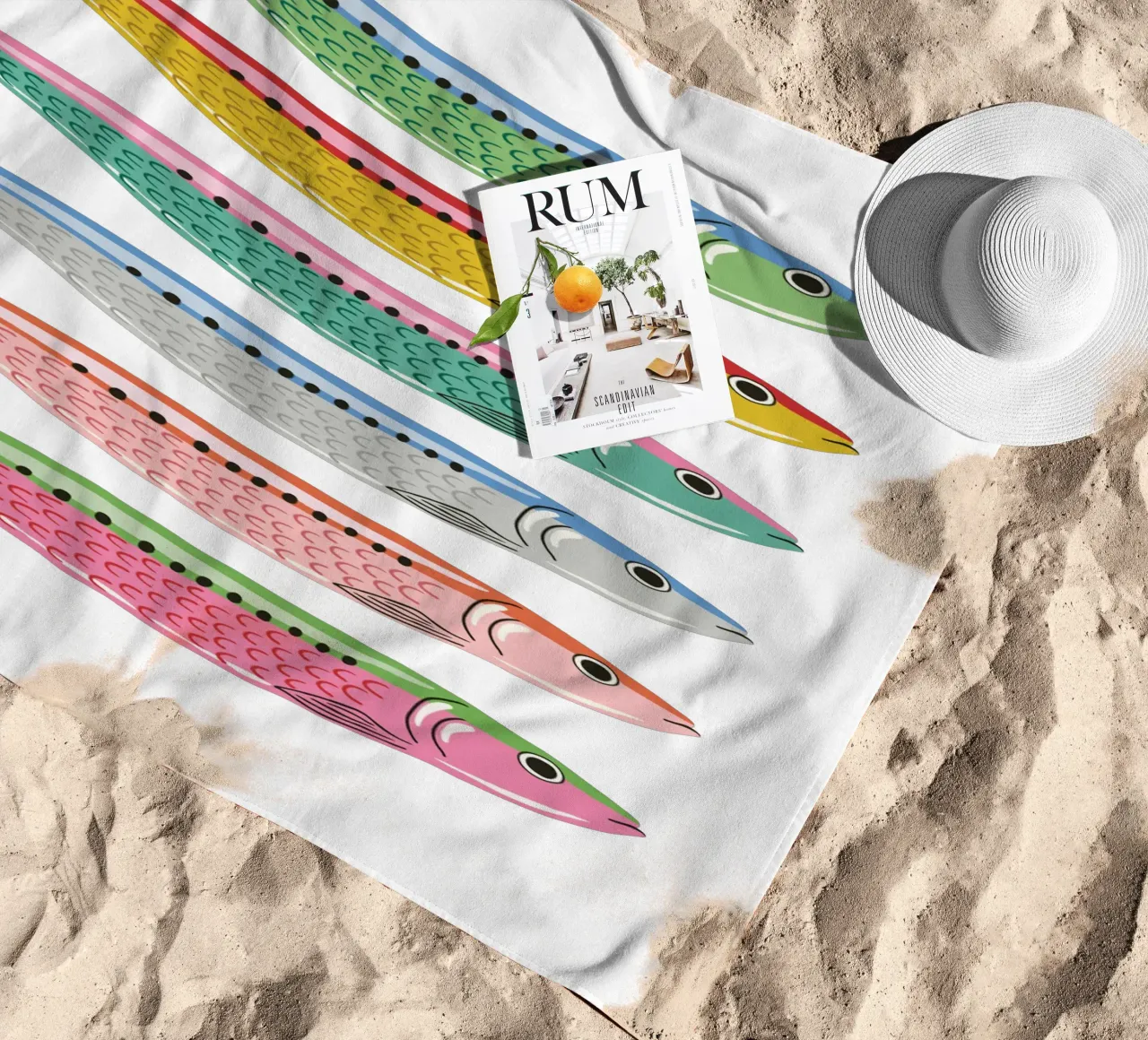 Rainbow coloured sardines telo mare da Vivdesign