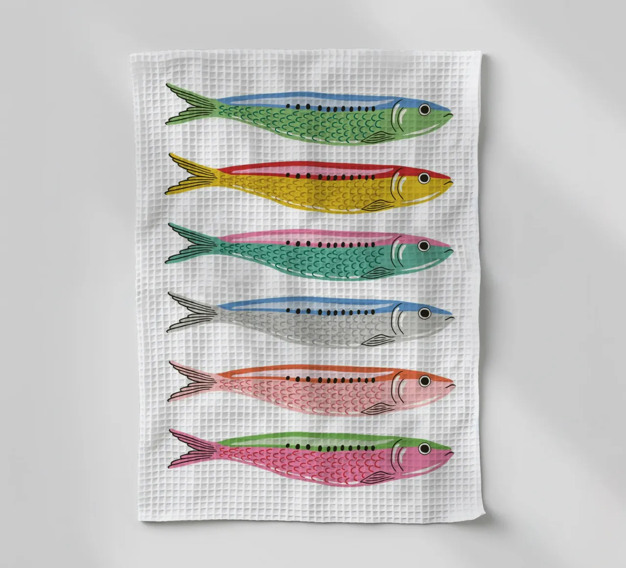 Rainbow coloured sardines canovaccio da cucina da Vivdesign