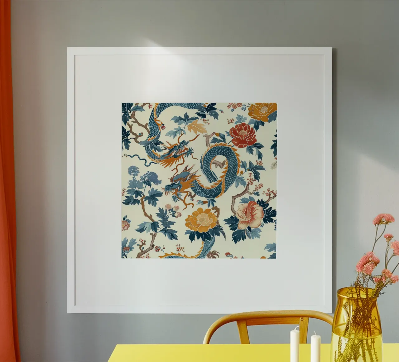 Drago da giardino cinese poster con telaio in plastica da Botanical Pattern House