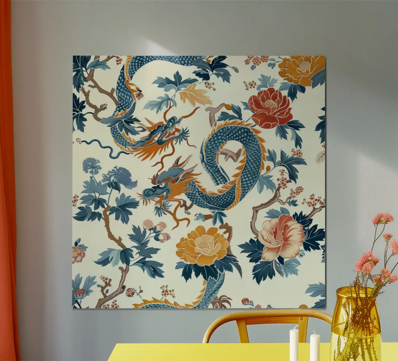 Drago da giardino cinese poster con telaio in plastica da Botanical Pattern House