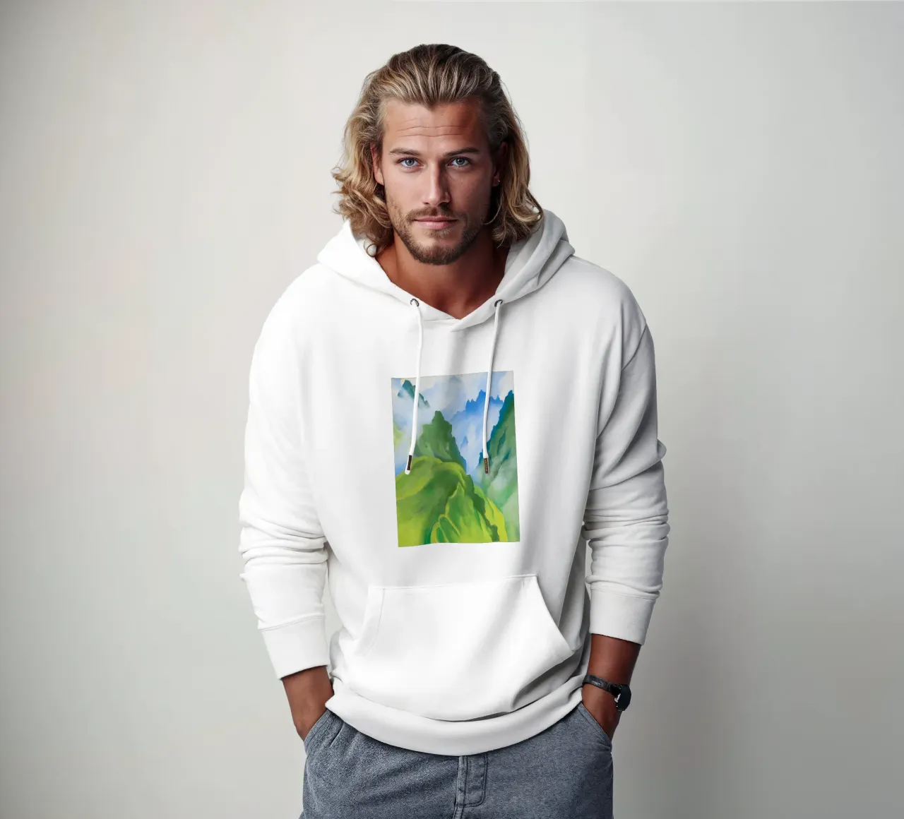 Georgia O’Keeffe – Machu Picchu felpa con cappuccio da Chérie Prints