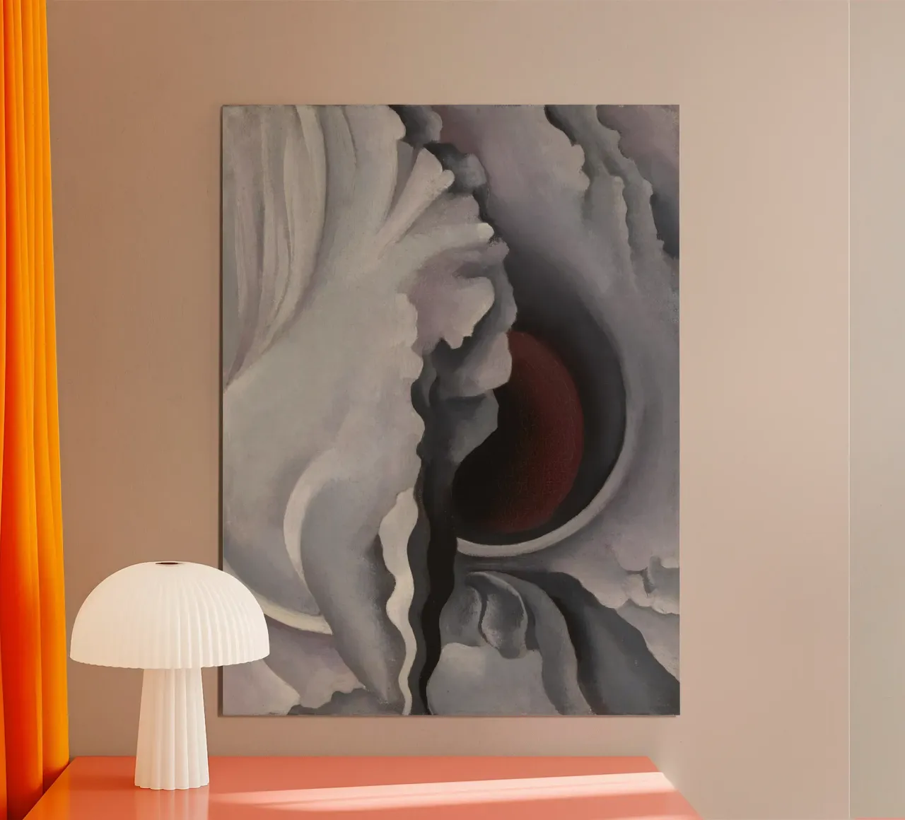 Georgia O'Keeffe - Iris nero poster con telaio in legno da Chérie Prints