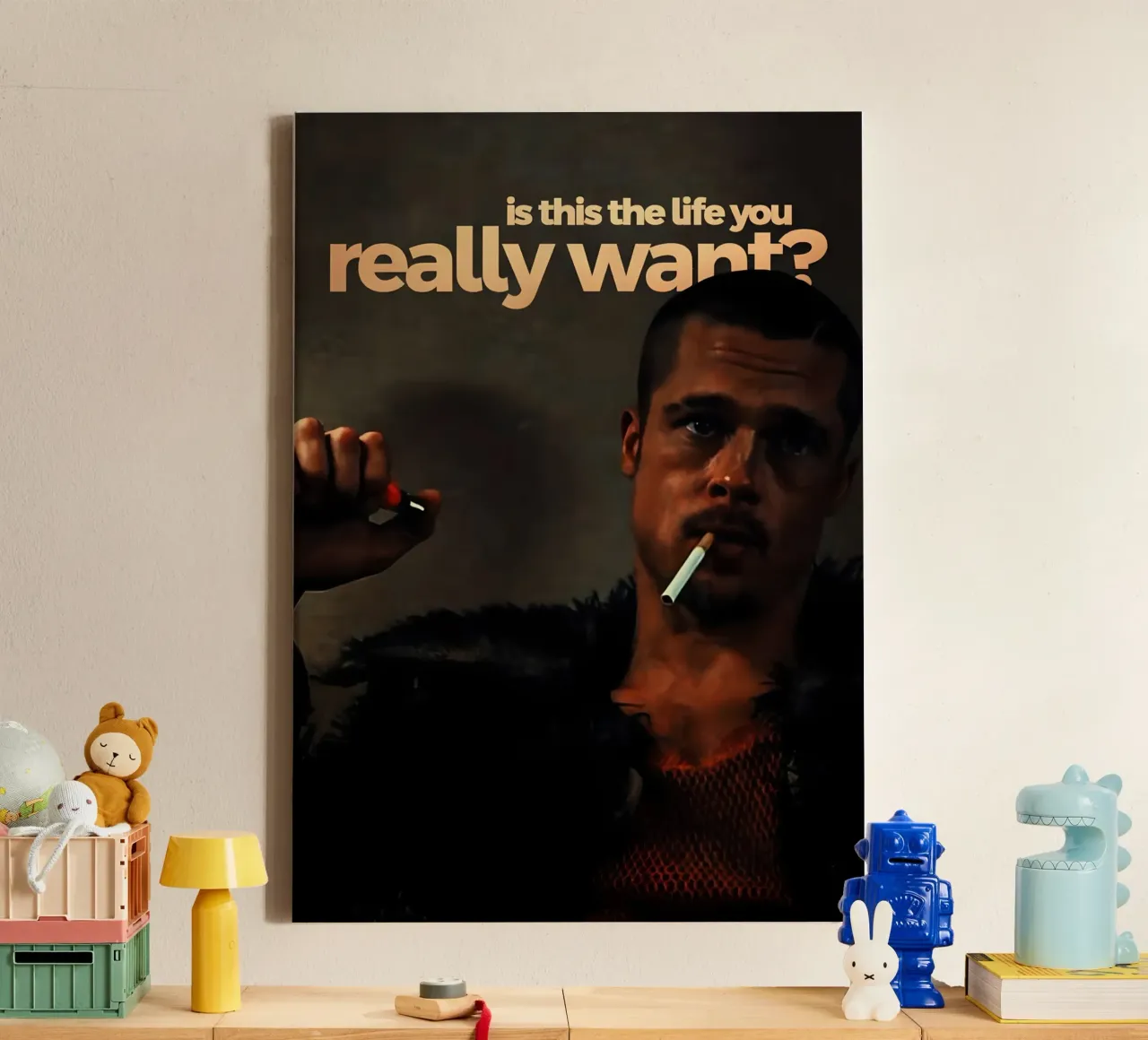 is this the life you really want? tela con Cornice a cassetta da Type & Tape