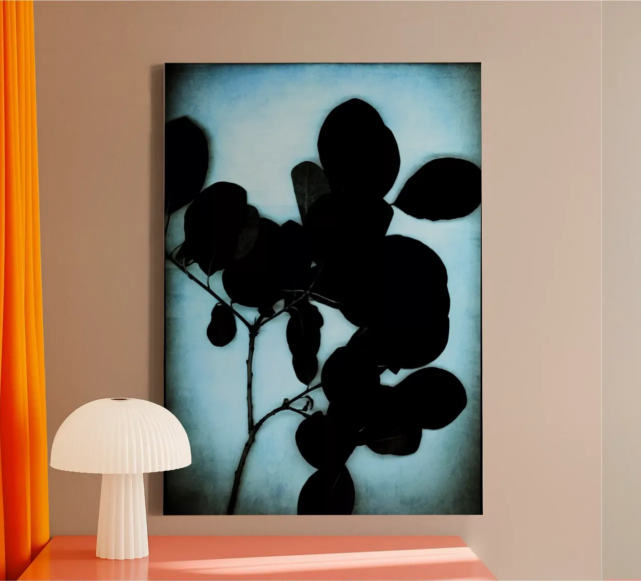 black on cyan tela con Cornice a cassetta da Visuelle Poesie am Wegesrand