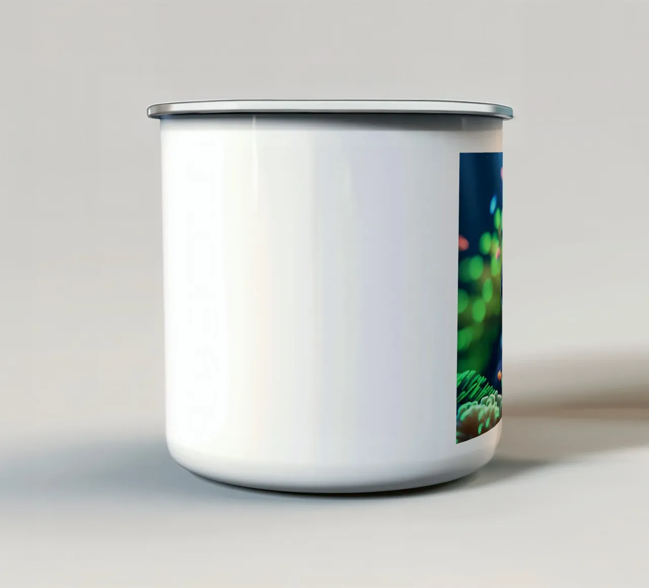 ✨🪸 Luce in agguato ✦ Murena nel giardino luminoso 🌙 tazza in smalto da LUMAQUA STUDIO