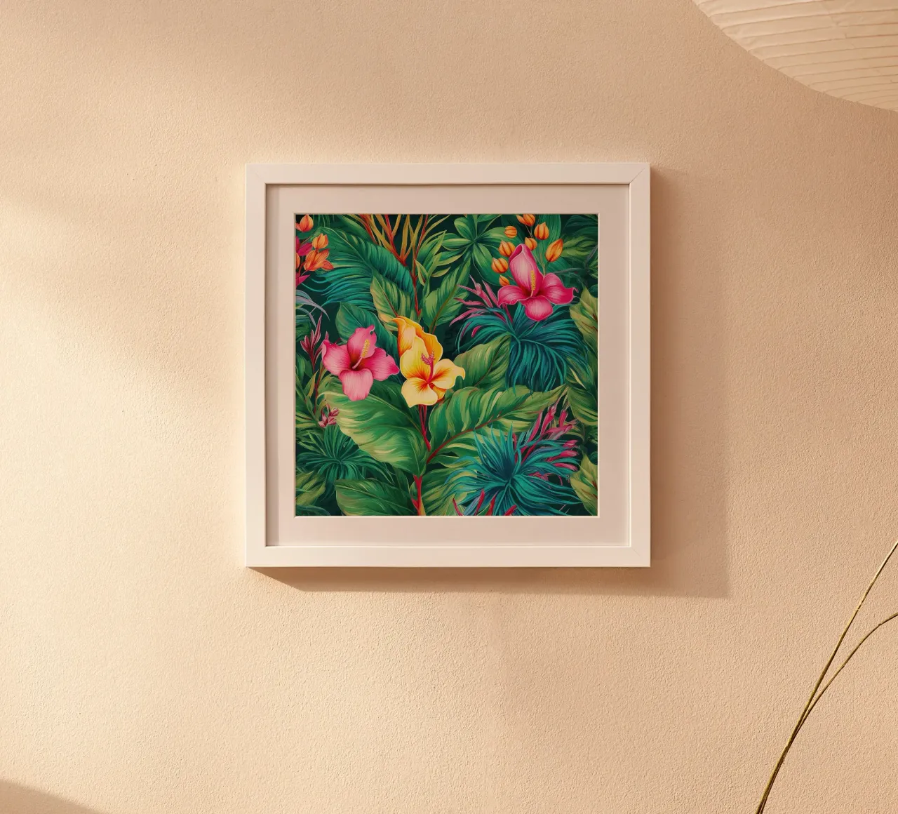 Beatitudine esotica tropicale poster con telaio in alluminio da Botanical Pattern House
