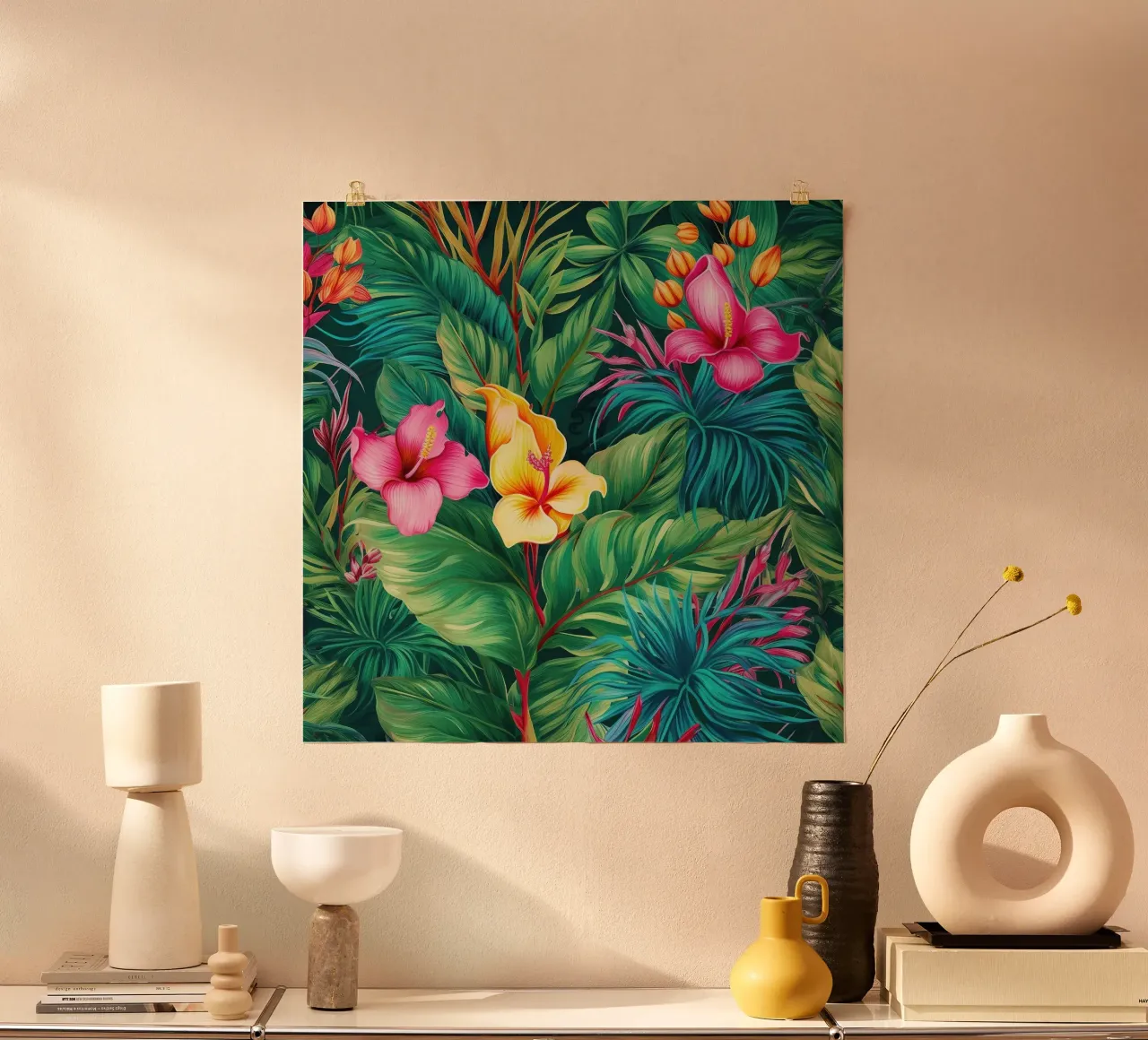 Beatitudine esotica tropicale poster con telaio in alluminio da Botanical Pattern House