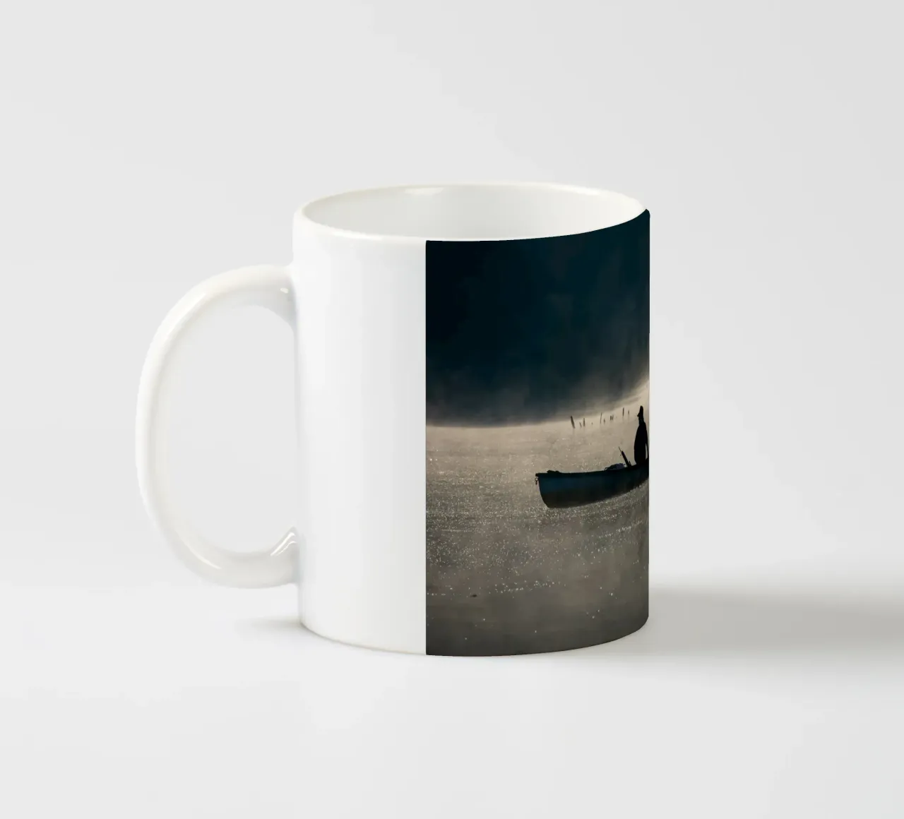 Pescatore su un lago tazza in ceramica da anderm