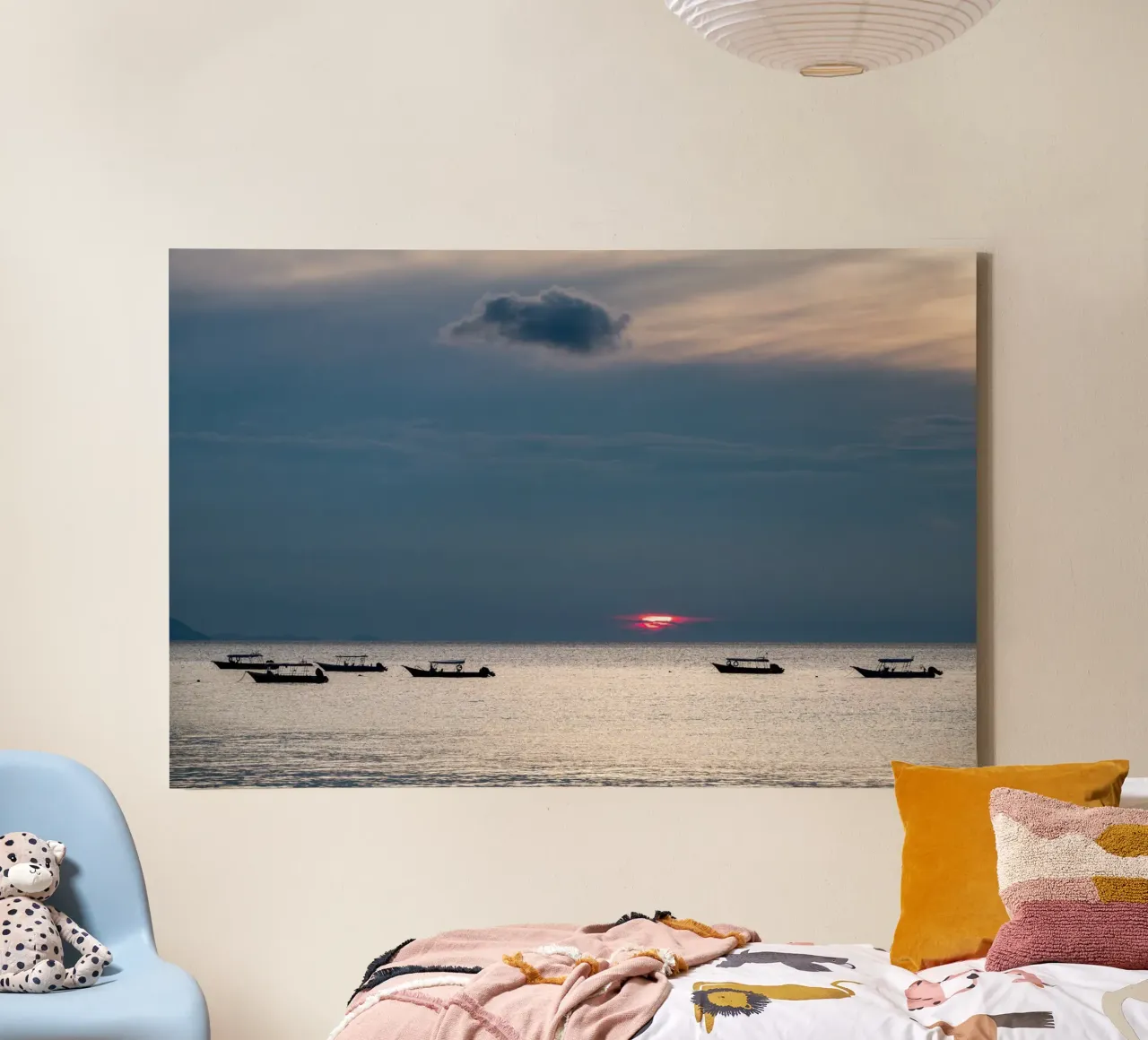 Fischerboote auf dem Meer Leinwand mit Schattenfugenrahmen von anderm
