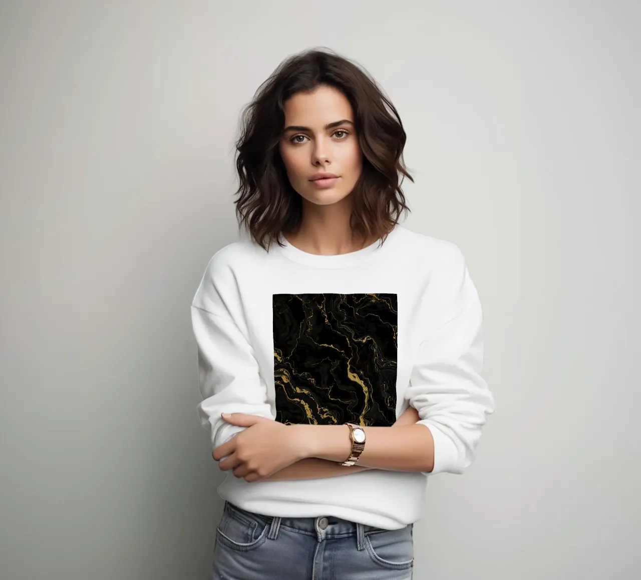 Sfondo nero con venature dorate felpa da DesignDoodle