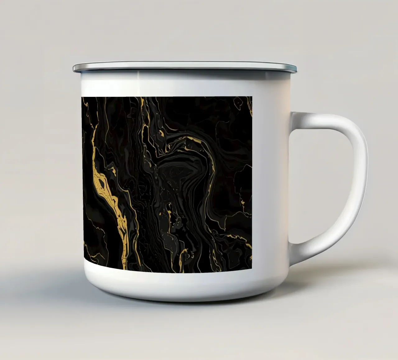 Sfondo nero con venature dorate tazza in smalto da DesignDoodle