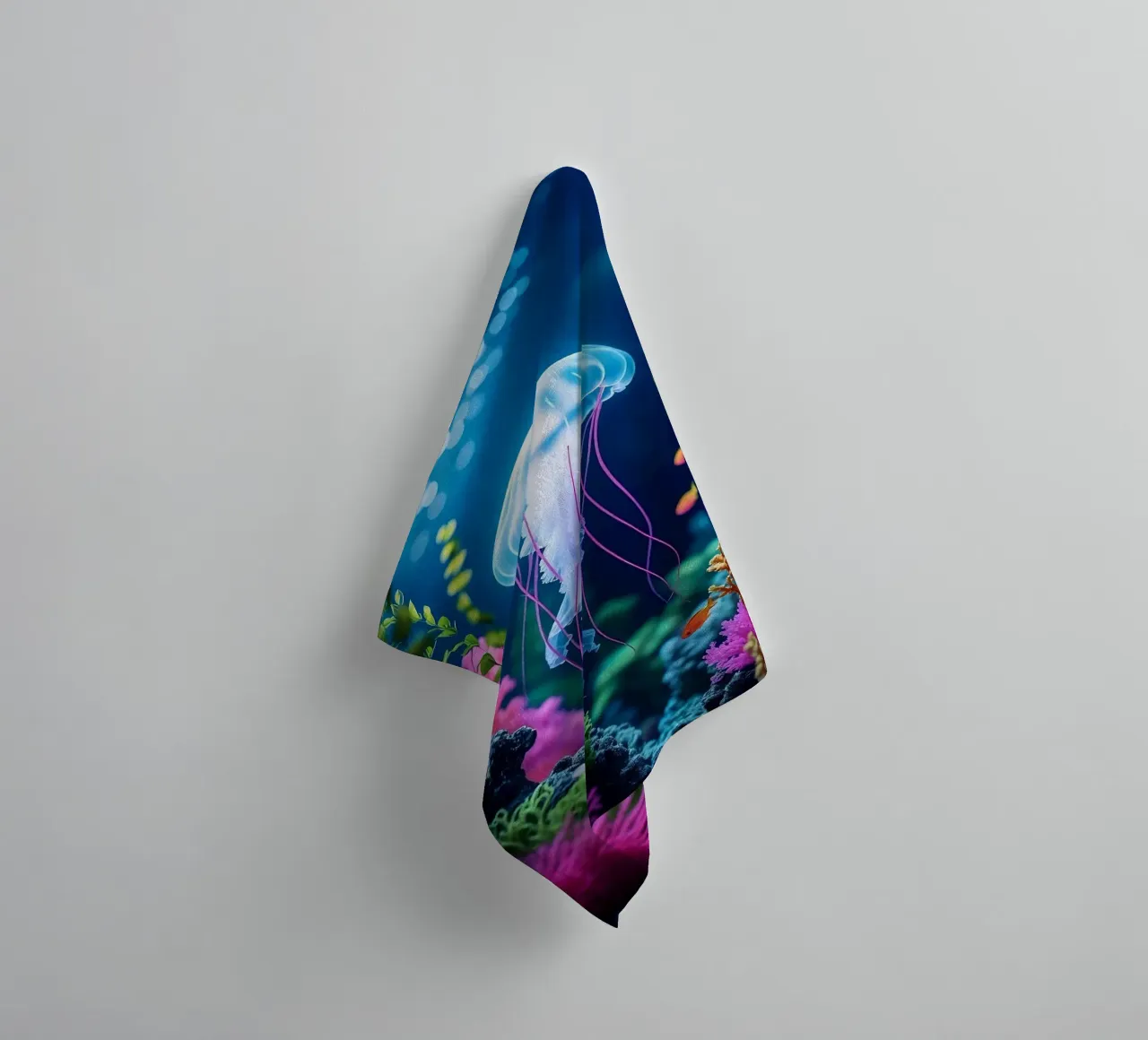 ✨🪼 Moonlace ✦ Lavender Jellyfish in Blooming Reefs 🌙 towel by LUMAQUA STUDIO