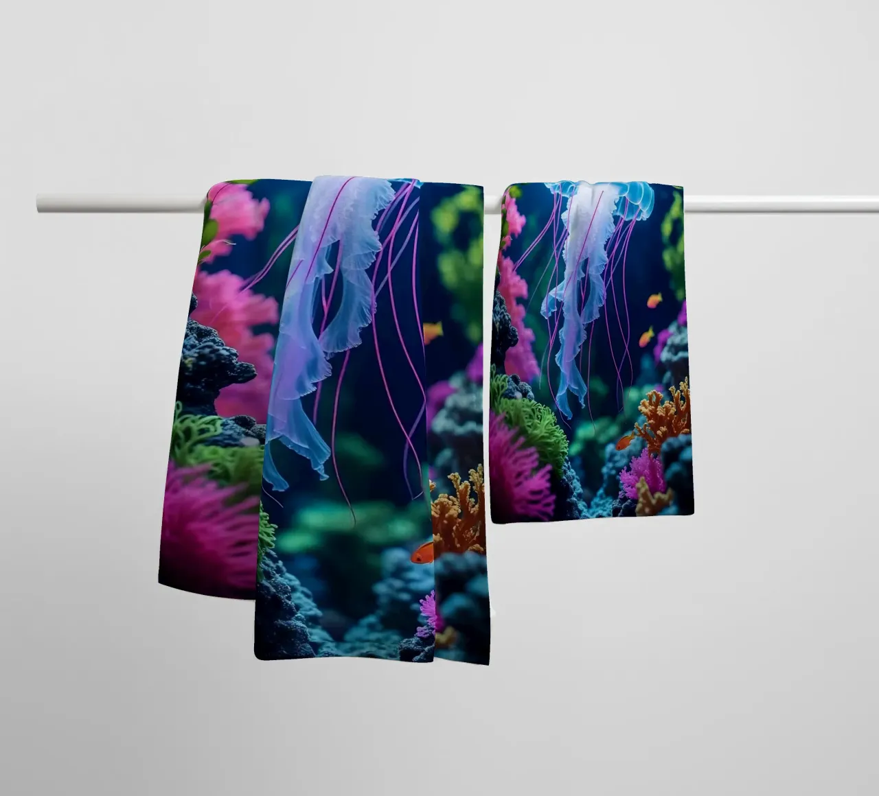 ✨🪼 Moonlace ✦ Lavender Jellyfish in Blooming Reefs 🌙 towel by LUMAQUA STUDIO