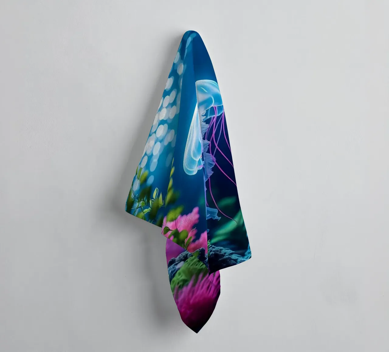 ✨🪼 Moonlace ✦ Lavender Jellyfish in Blooming Reefs 🌙 towel by LUMAQUA STUDIO