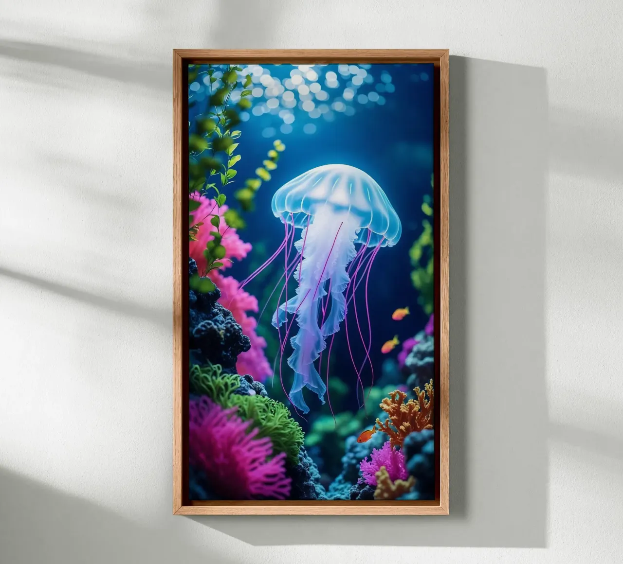 ✨🪼 Moonlace ✦ Lavendelkwal in bloeiend rif 🌙 canvas met Baklijst van LUMAQUA STUDIO