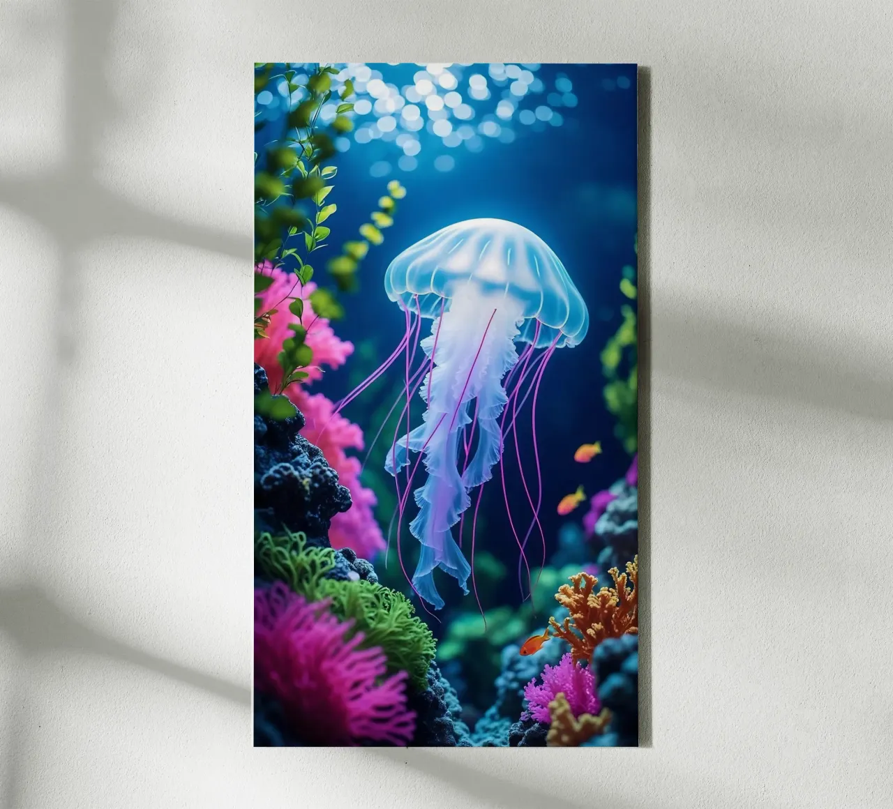 ✨🪼 Moonlace ✦ Lavendelkwal in bloeiend rif 🌙 canvas met Baklijst van LUMAQUA STUDIO
