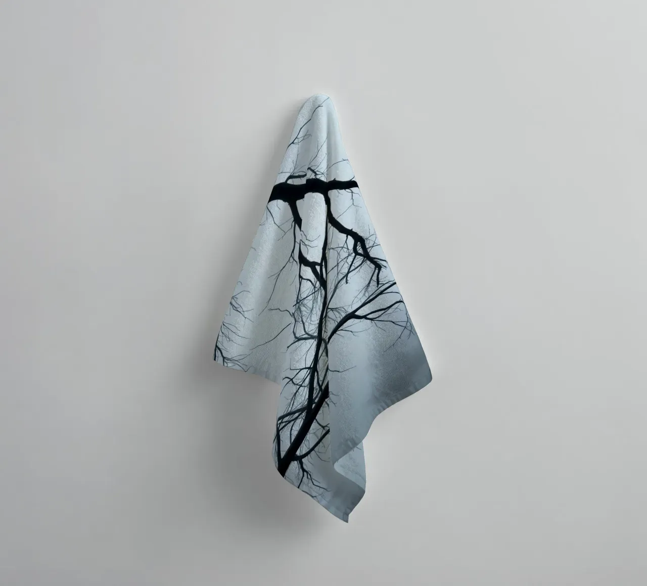 Bare Tree Branches Against Overcast Sky towel by DesignDoodle