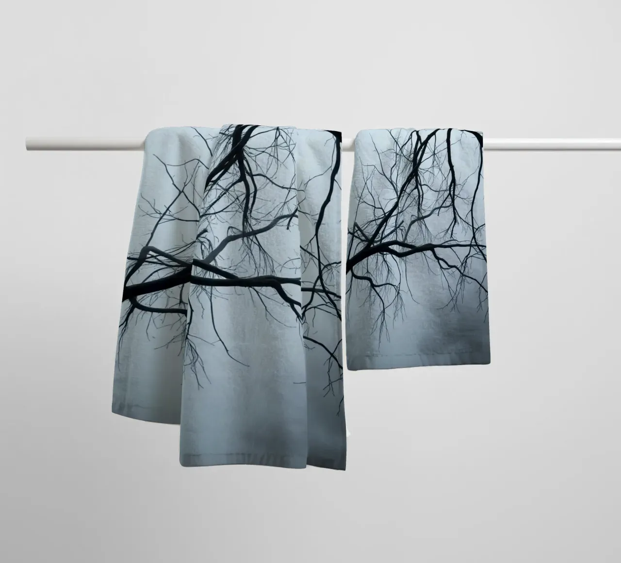 Bare Tree Branches Against Overcast Sky towel by DesignDoodle