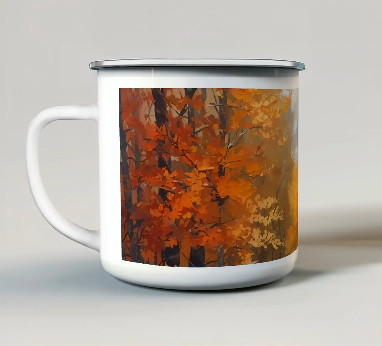 Paesaggio forestale d'autunno tazza in smalto da DesignDoodle