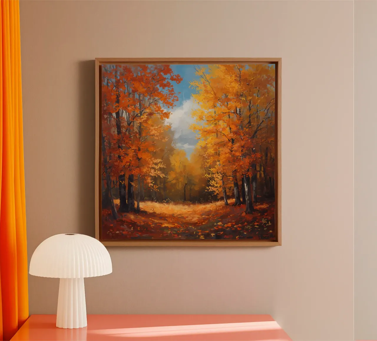 Paesaggio forestale d'autunno tela con Cornice a cassetta da DesignDoodle