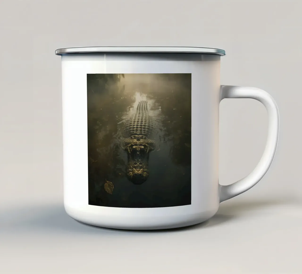 Alligatore in acqua di palude tazza in smalto da DesignDoodle