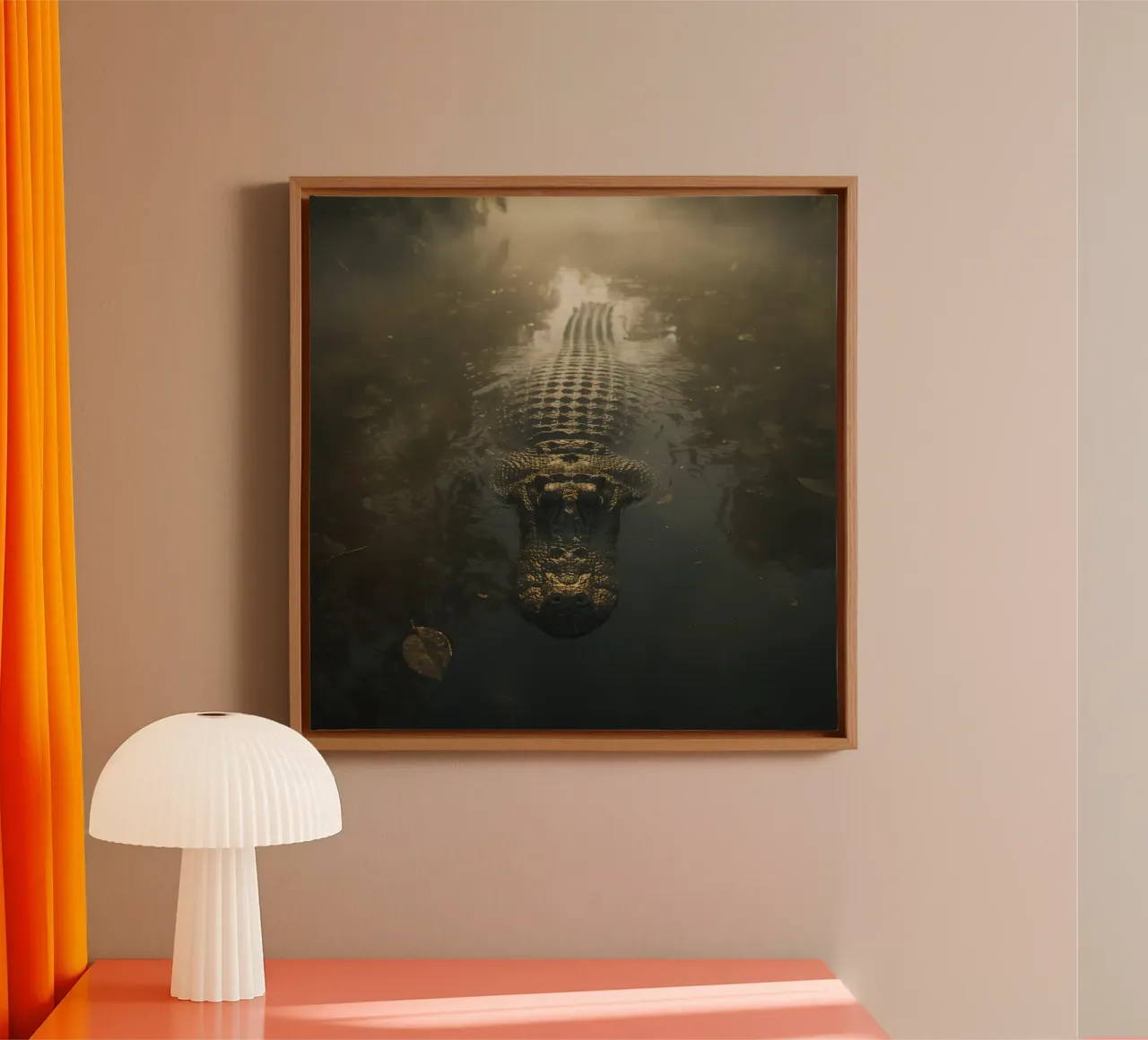 Alligatore in acqua di palude tela con Cornice a cassetta da DesignDoodle