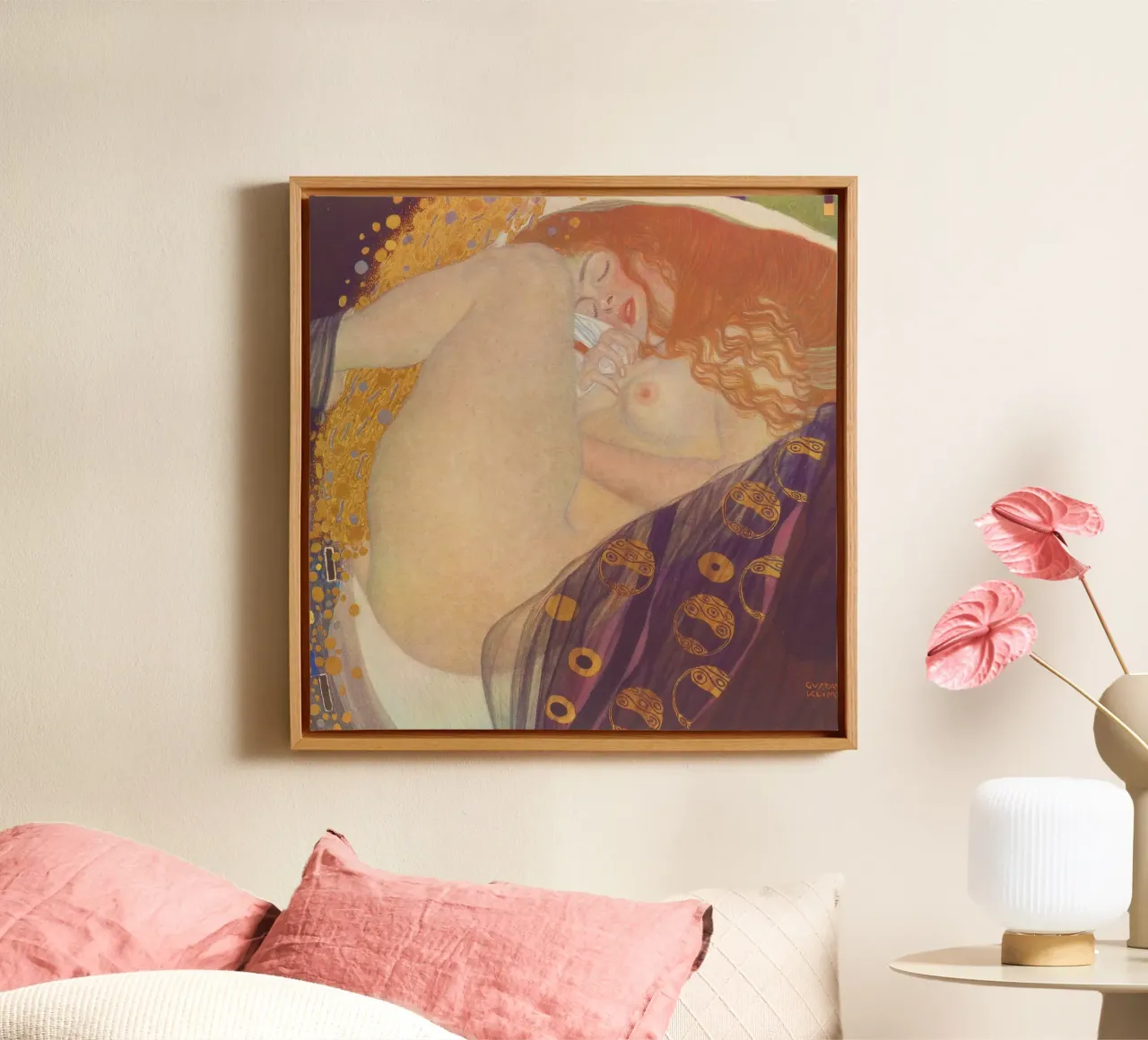 Danaë (from The Work of Gustav Klimt canvas with Floater frame by Venus Art