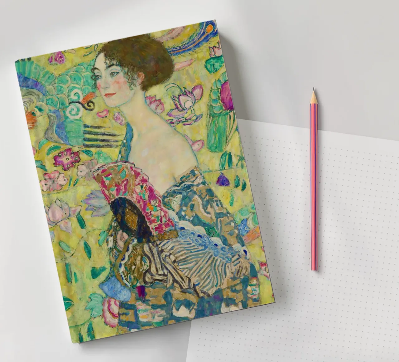 Lady with a Fan by Gustav Klimt notebook by Venus Art