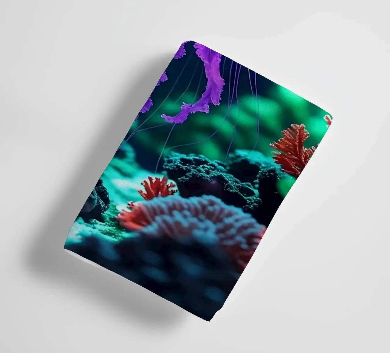 ✨🪼 Violet Pulse ✦ Purple Jellyfish in Coral Shadows 🌙 towel by LUMAQUA STUDIO