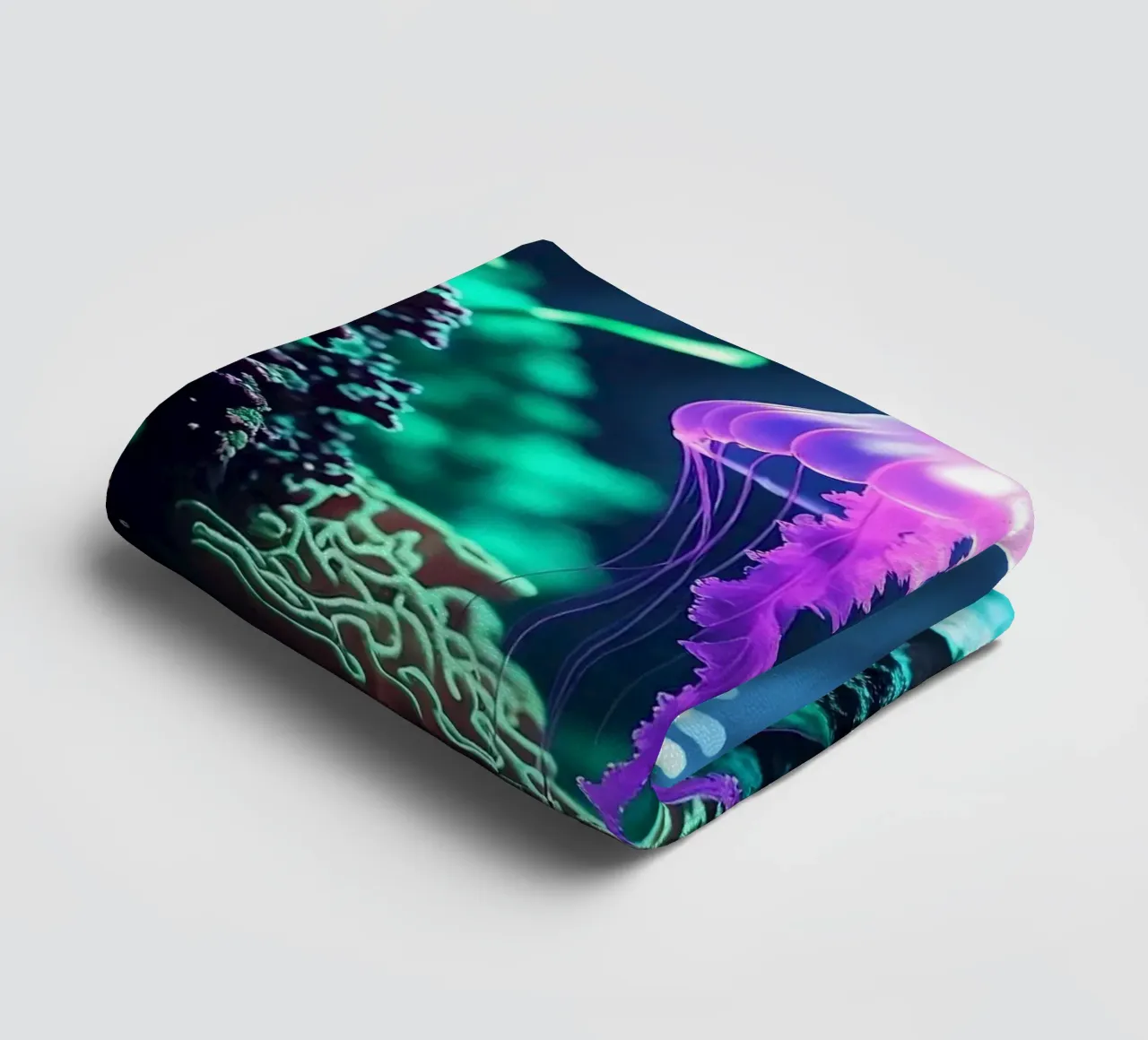 ✨🪼 Violet Pulse ✦ Purple Jellyfish in Coral Shadows 🌙 towel by LUMAQUA STUDIO