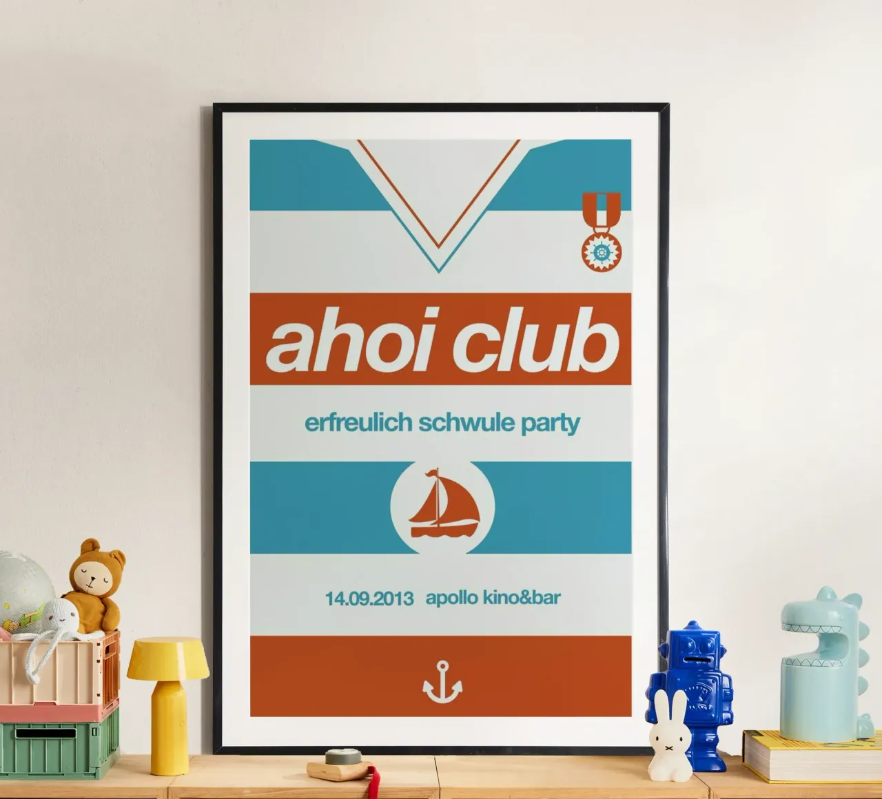 Ahoi Club - Queer Party poster con telaio in alluminio da Stephan Kochs