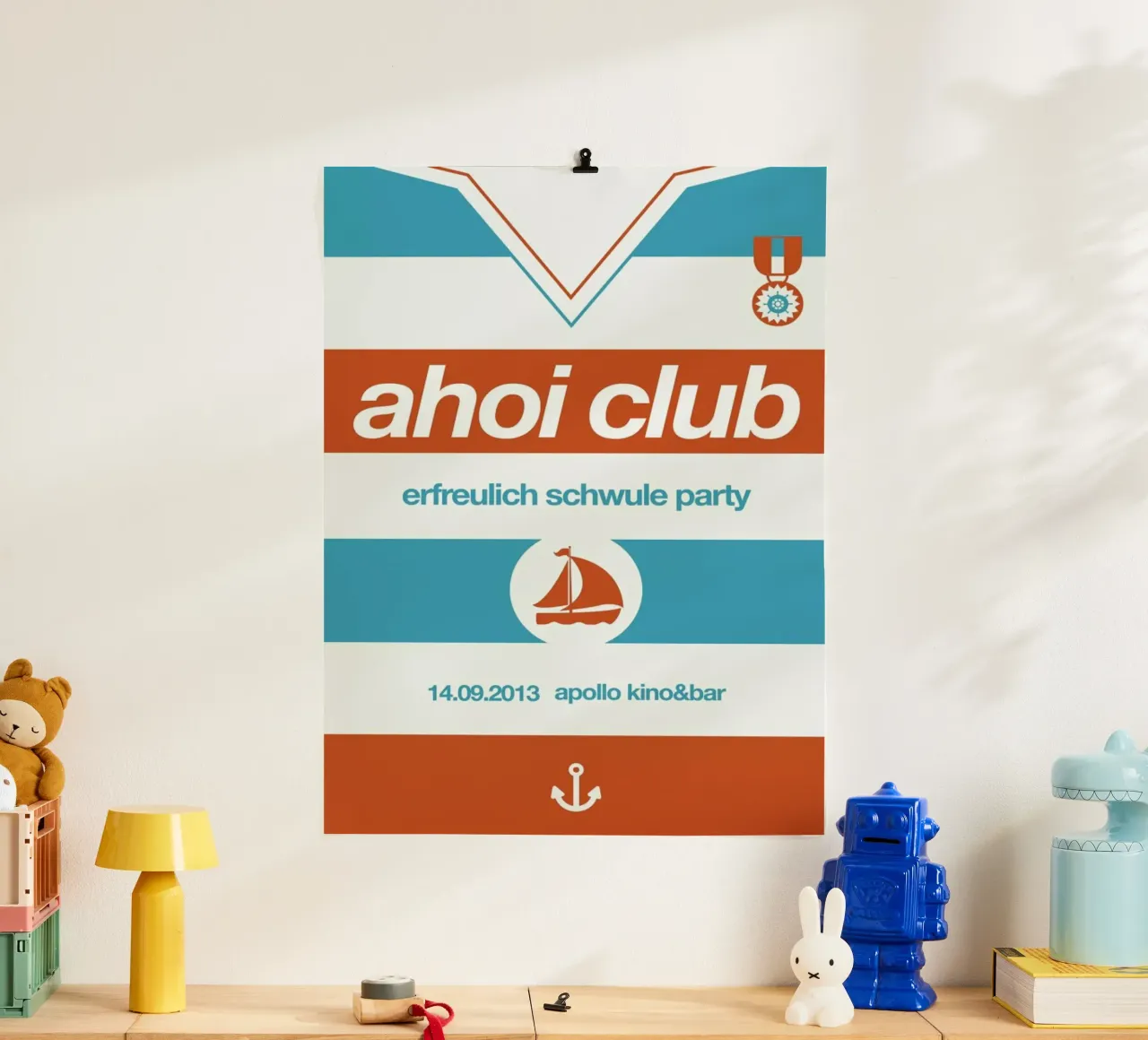 Ahoi Club - Queer Party poster con telaio in alluminio da Stephan Kochs
