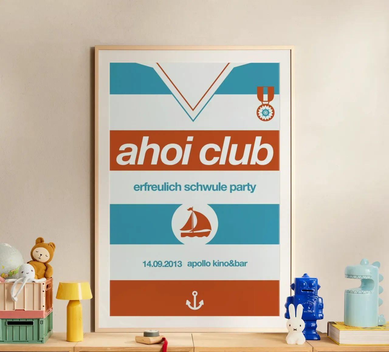 Ahoi Club - Queer Party poster con telaio in alluminio da Stephan Kochs