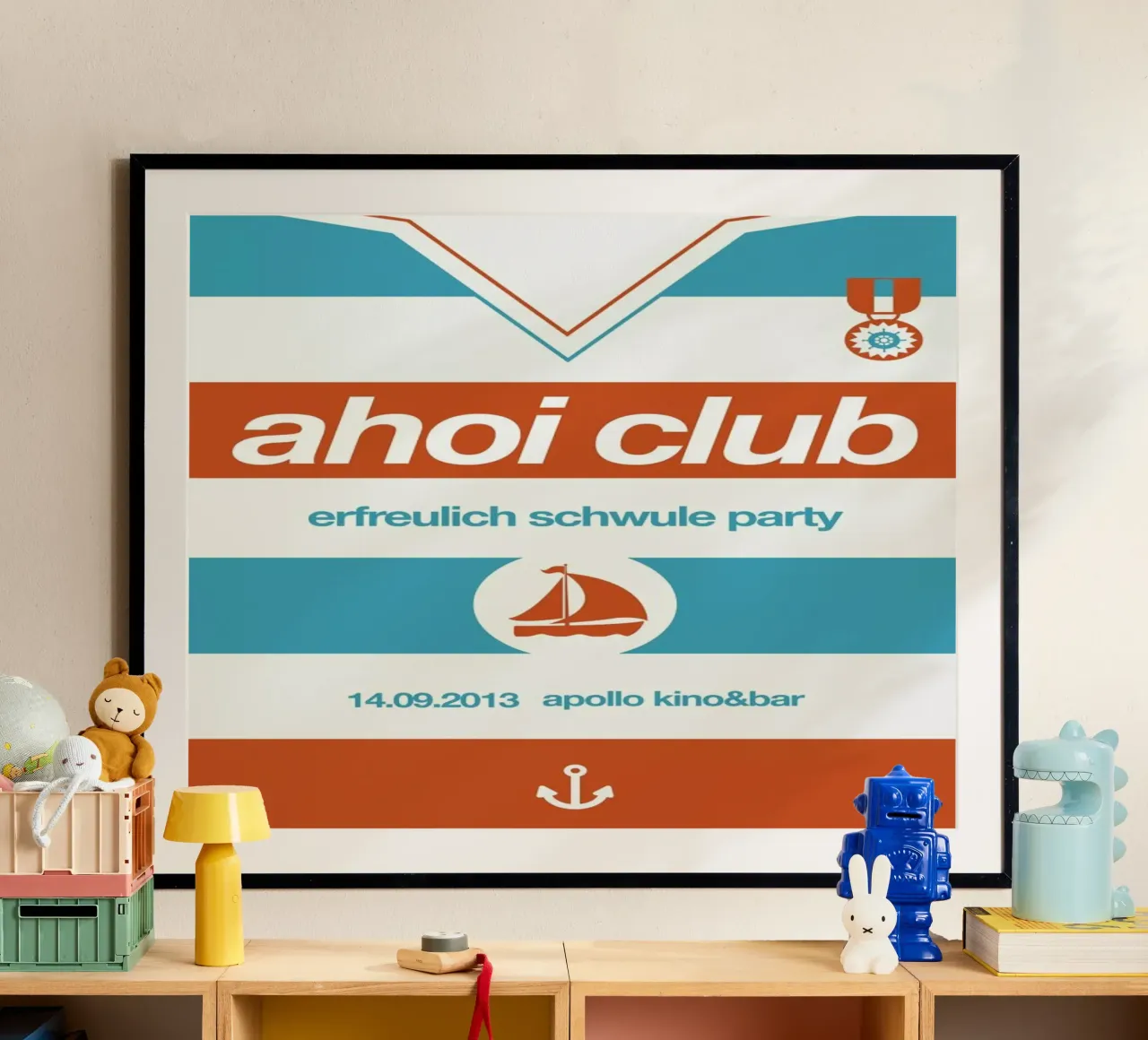 Ahoi Club - Queer Party poster con telaio in alluminio da Stephan Kochs