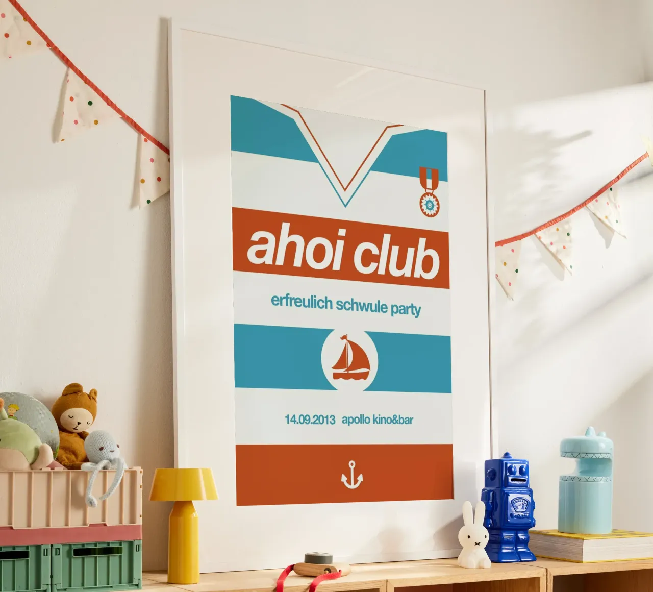 Ahoi Club - Queer Party poster con telaio in alluminio da Stephan Kochs