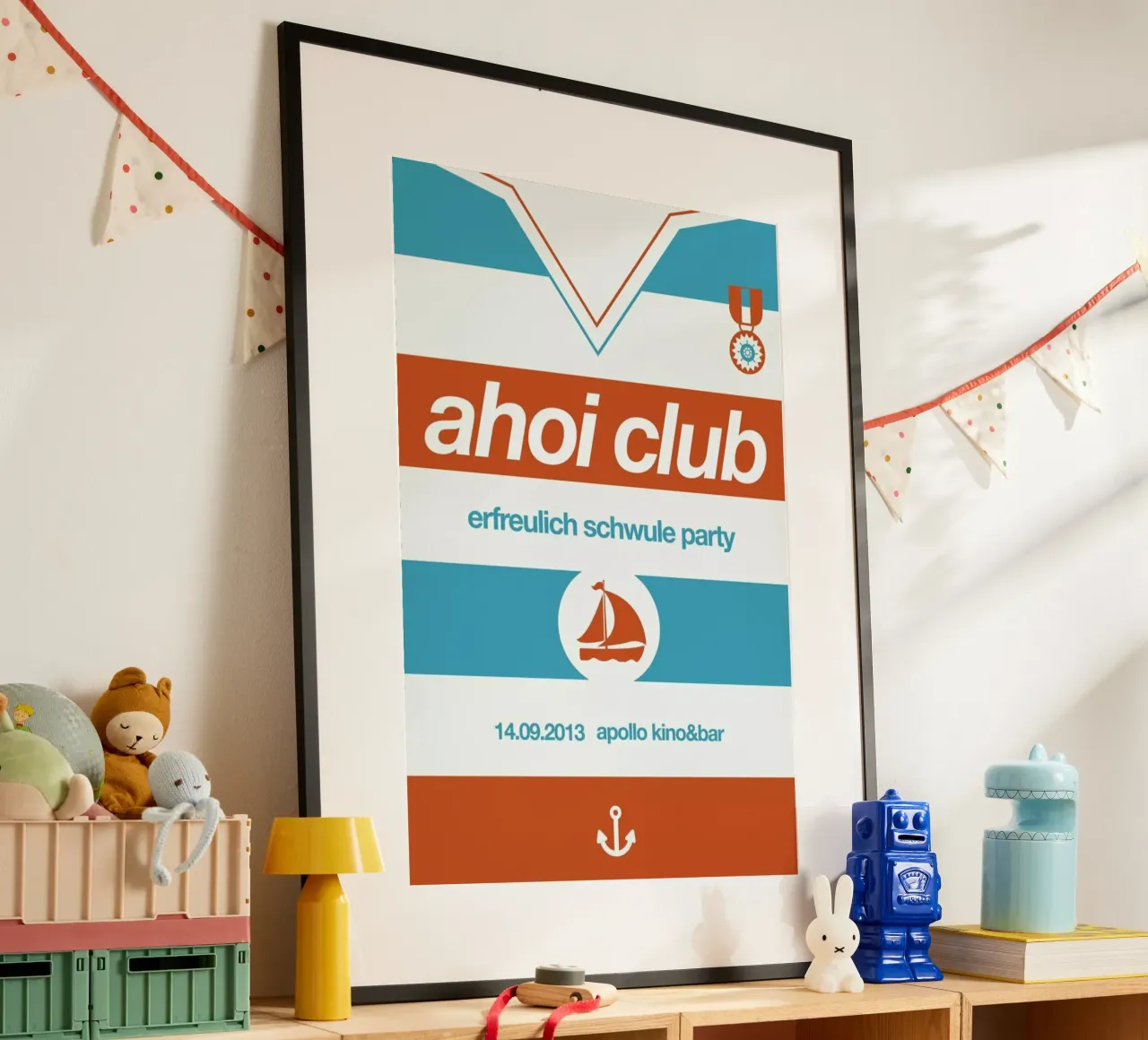 Ahoi Club - Queer Party poster con telaio in alluminio da Stephan Kochs