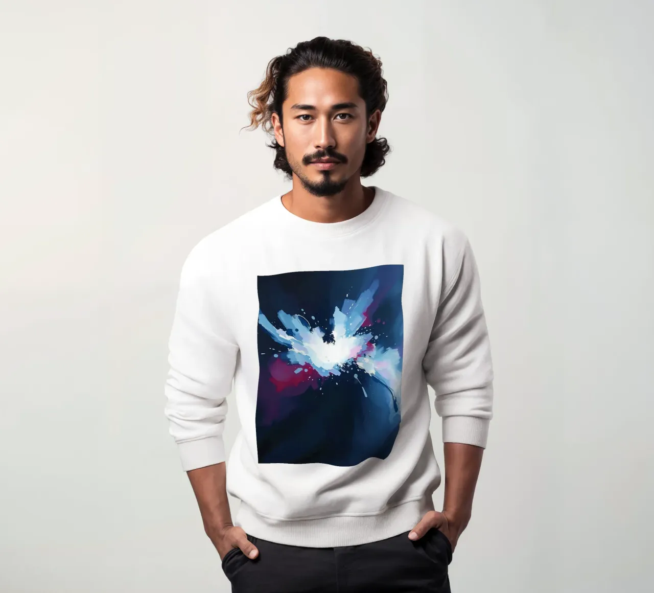 Pittura astratta con pennellate bianche, blu e rosse felpa da DesignDoodle