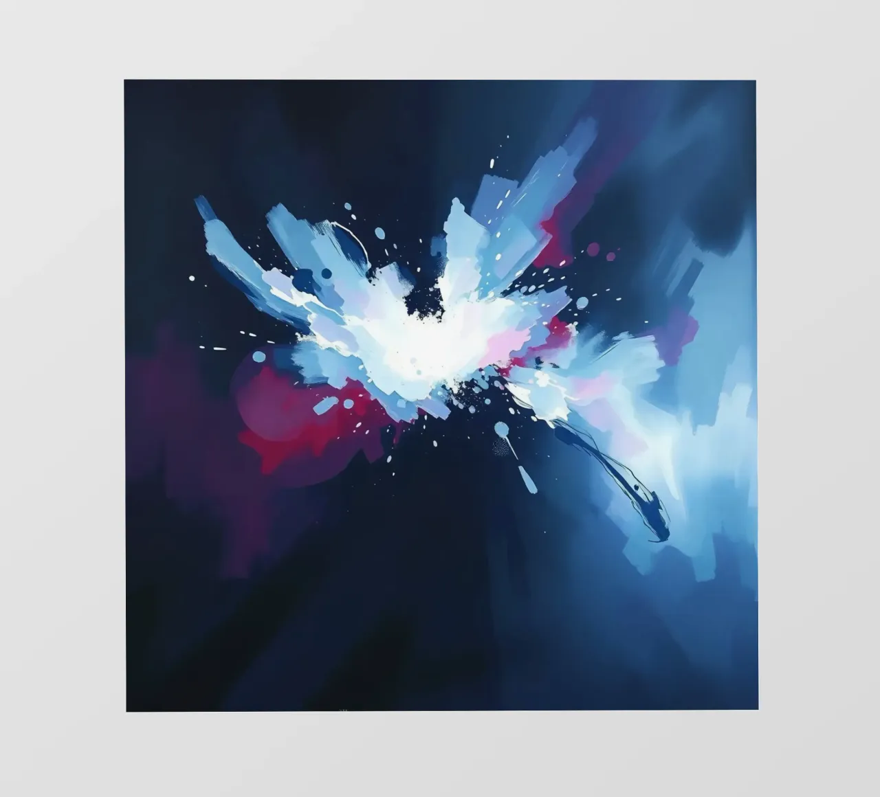 Pittura astratta con pennellate bianche, blu e rosse pellicola backlit da DesignDoodle