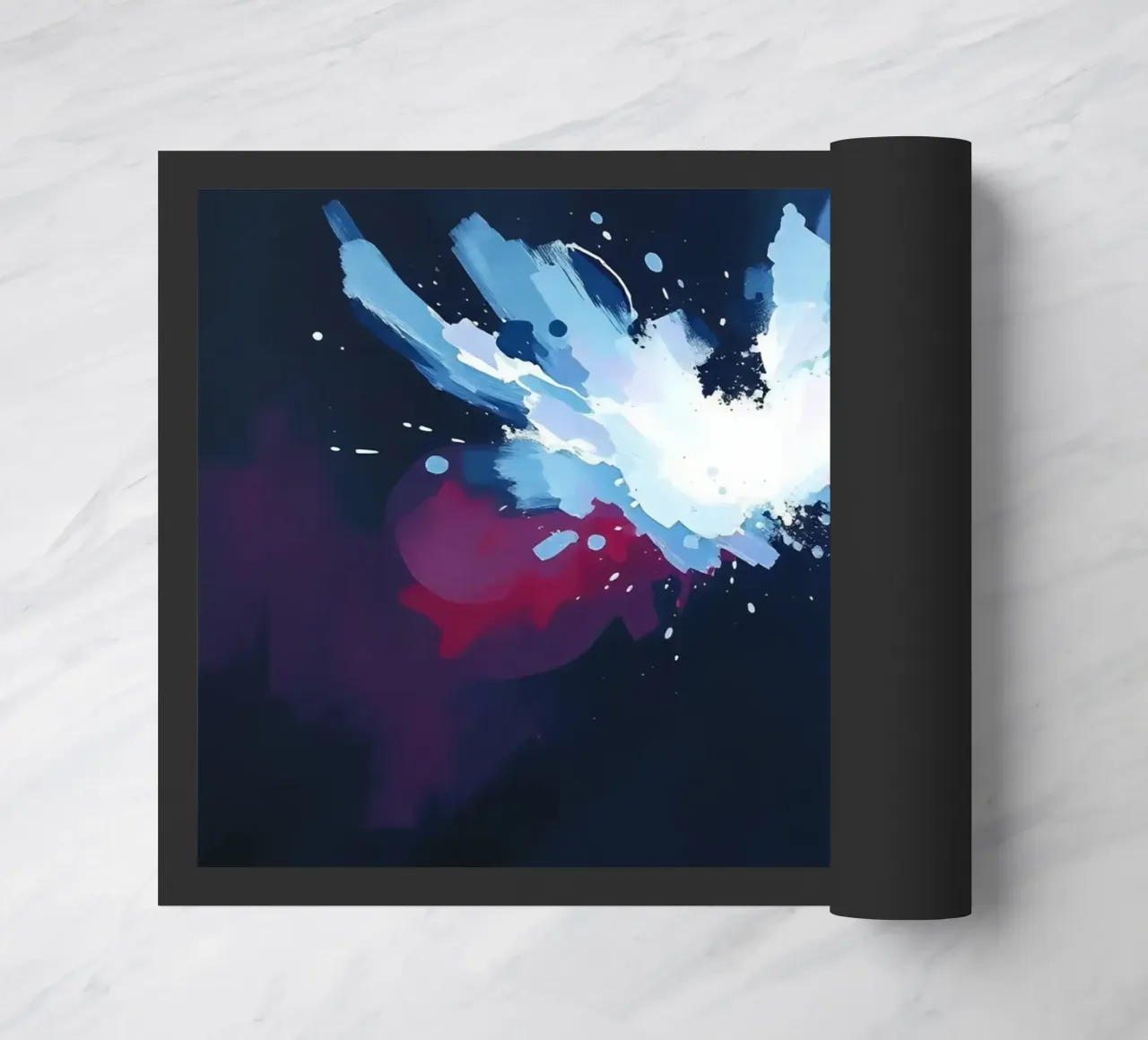 Pittura astratta con pennellate bianche, blu e rosse zerbino da DesignDoodle
