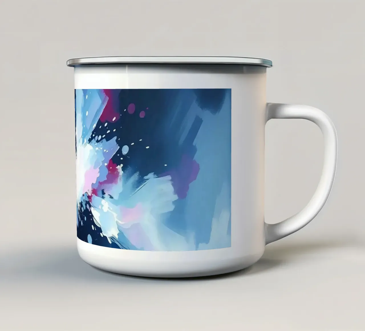 Pittura astratta con pennellate bianche, blu e rosse tazza in smalto da DesignDoodle