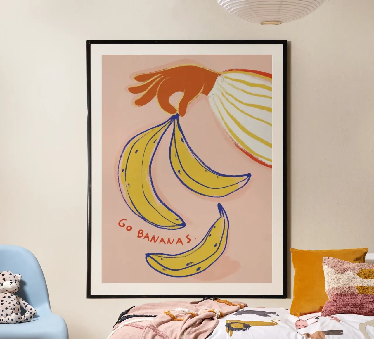 andare a banane poster con telaio in plastica da Amber Hughes