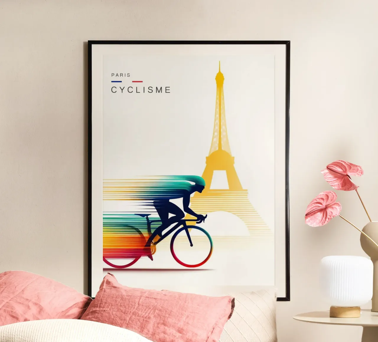 velocità del ciclista poster con telaio in legno da Amber Hughes