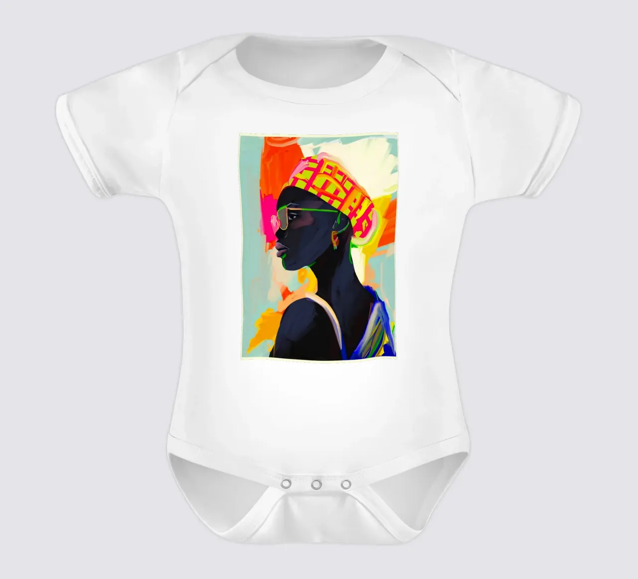 Abstrakte Kunst Mädchen Porträt 4 Kurzarm Babybody von ThingDesign