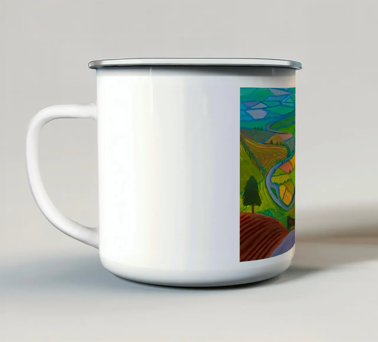 Collina di Garrowby tazza in smalto da Amber Hughes