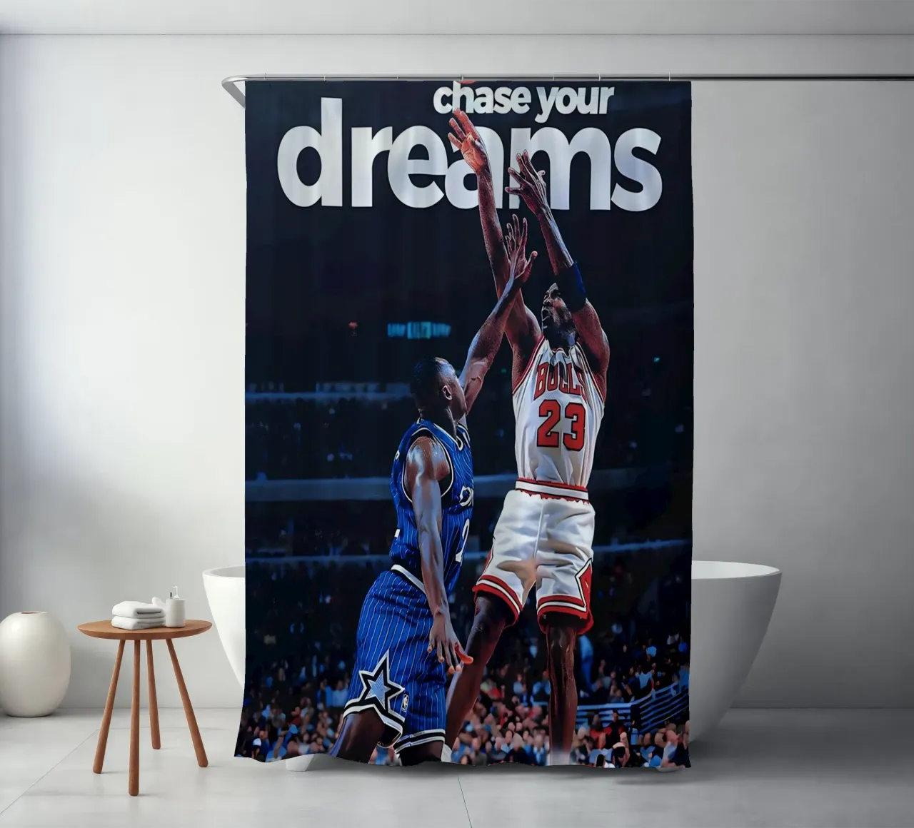 chase your dreams tenda da doccia da Type & Tape