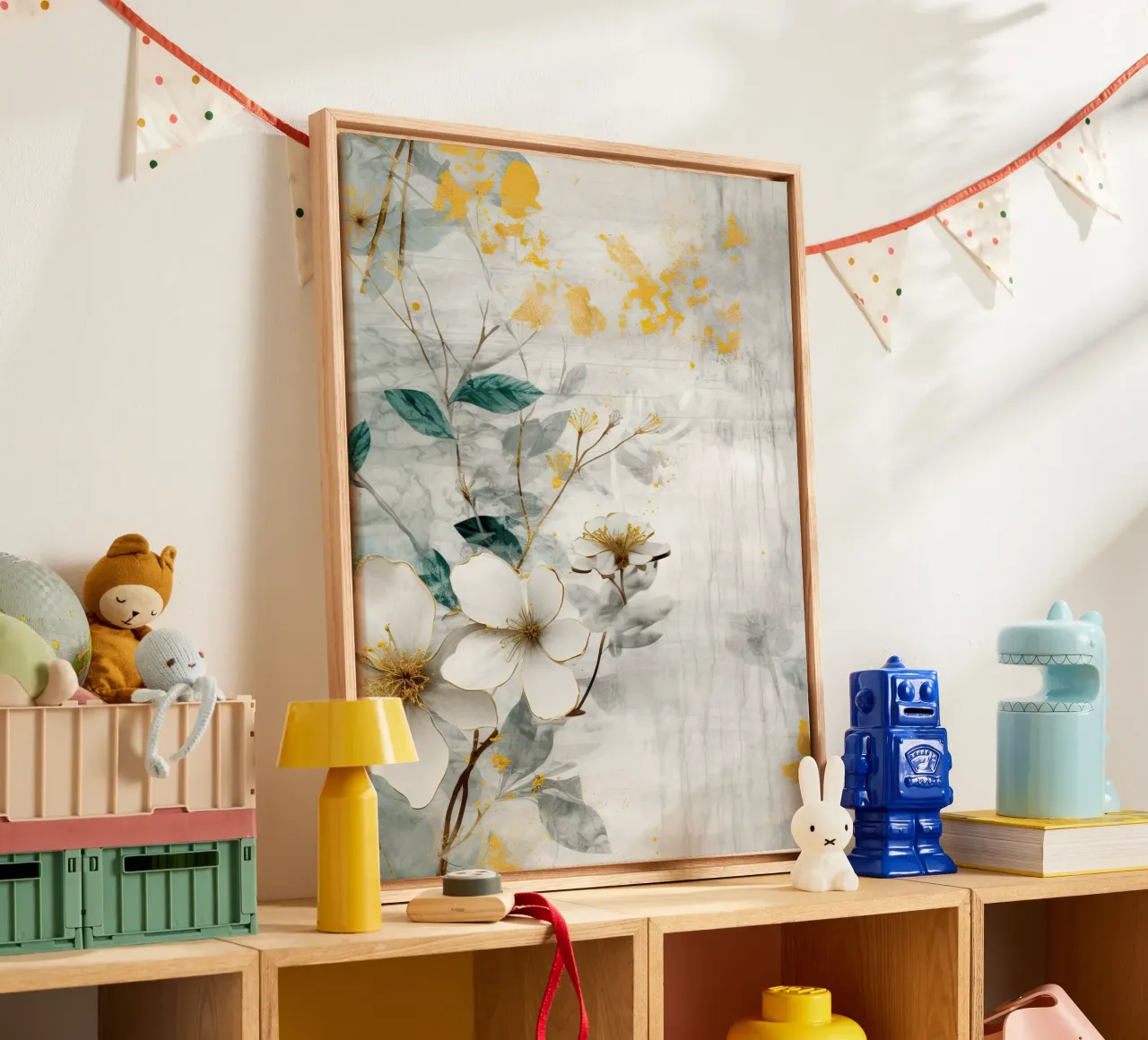 Schilderij 4 canvas met Baklijst van Yaso Design Boho & Botanic