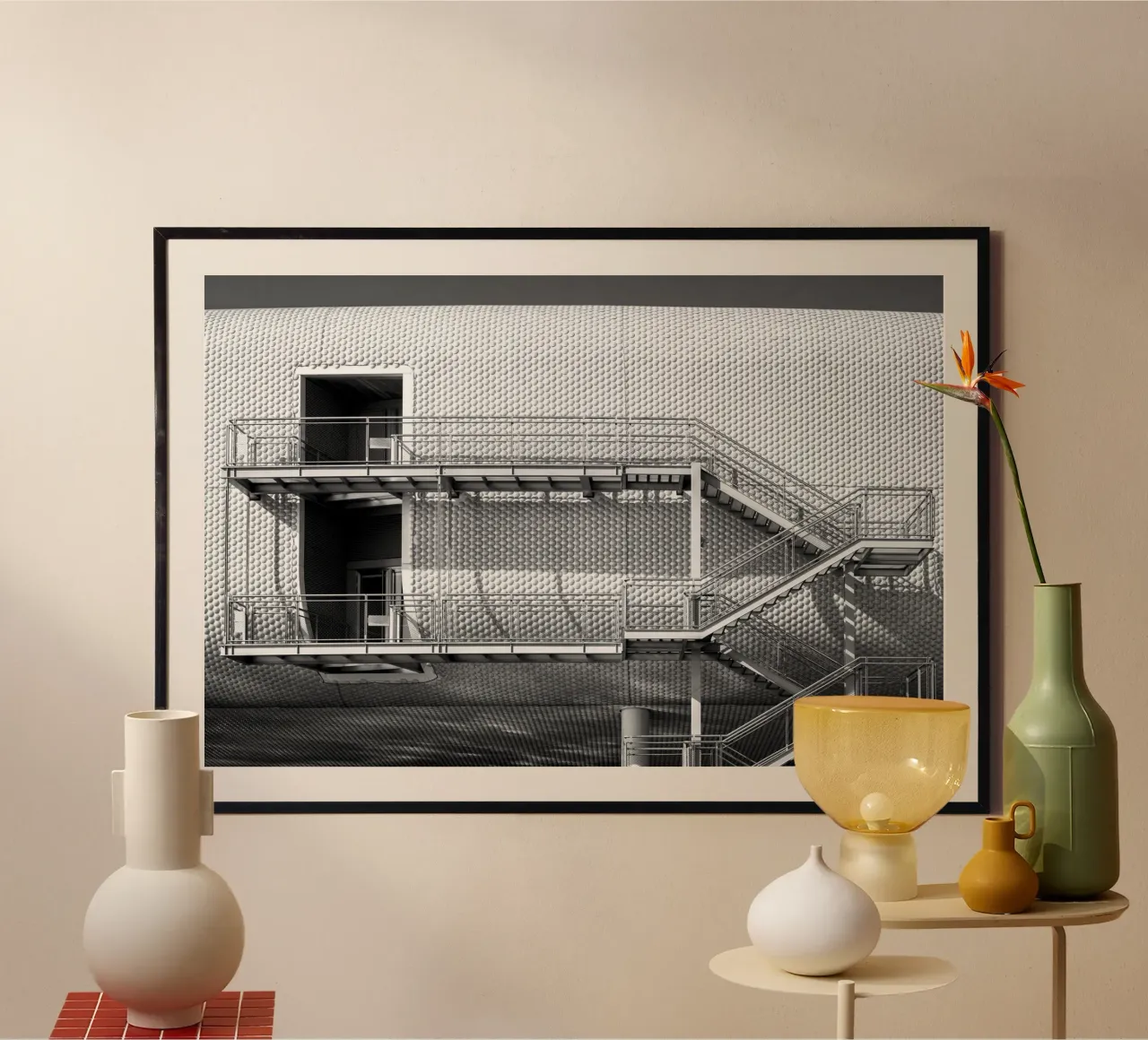 Abstraktes Gebäude Poster mit Kunststoffrahmen von anderm